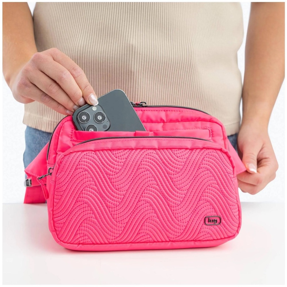 Lug Quilted Double Back Belt / Crossbody Bag Magenta Pink
